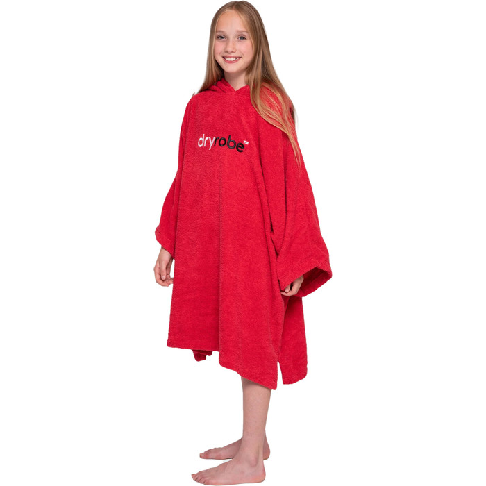 2024 Dryrobe Junior Organic Cotton Hooded Towel Change Robe V3 V3OCT - Red